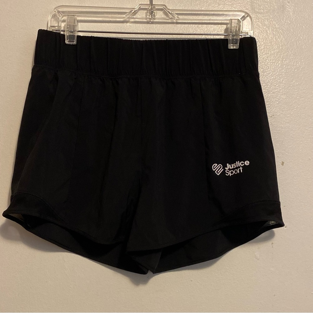 Justice Sport Girls Black Shorts Size XL Plus 16p-18p Pull On Stretch